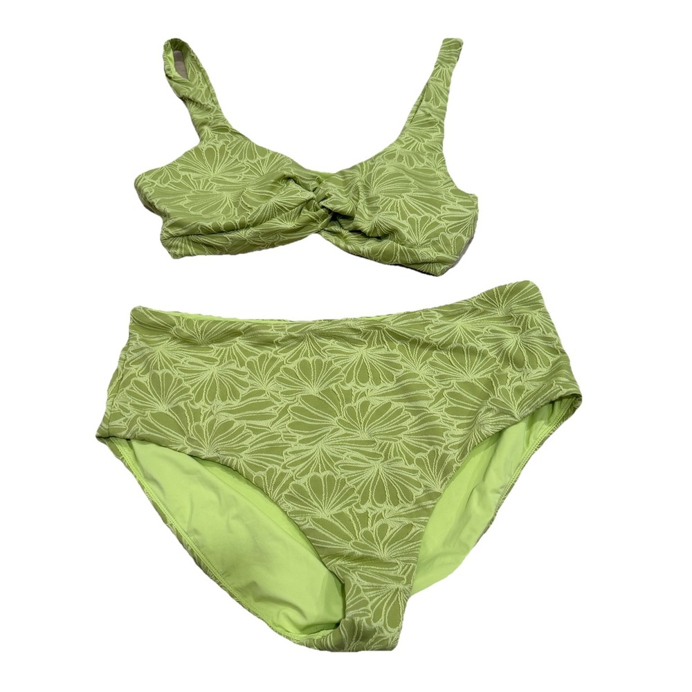 Women's Angie Swim Set Green Yellow Size L/xl Swim Bikini